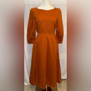 NWT ZARA Woman Structured Fit-and-Flare Midi Dress with 3/4 Sleeves